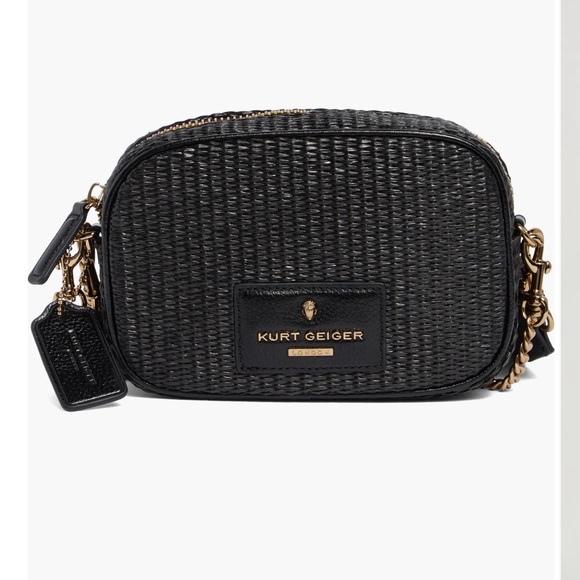 Kurt Geiger Handbags - Kurt Geiger Black Woven Crossbody with Gold Chain
